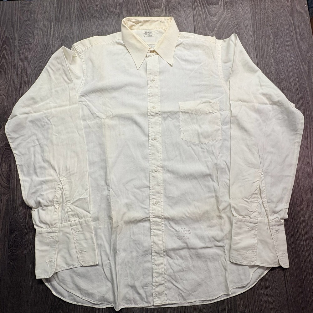 Vintage Arrow Dart 50s Mitoga Dress Shirt Off White French Cuff 16.5 x 35 Canada